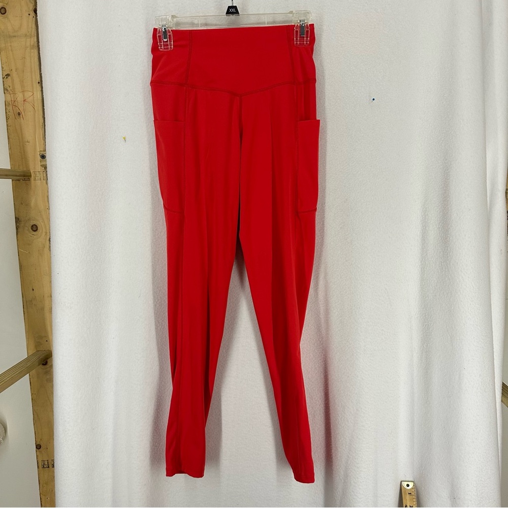 High Waisted Pocket Leggings Womens Small Orange